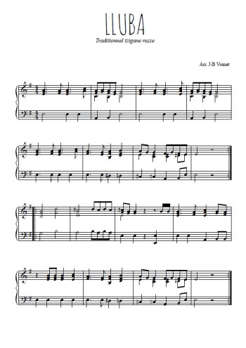 Téléchargez l'arrangement pour piano de la partition de Lluba, chant tzigane en PDF